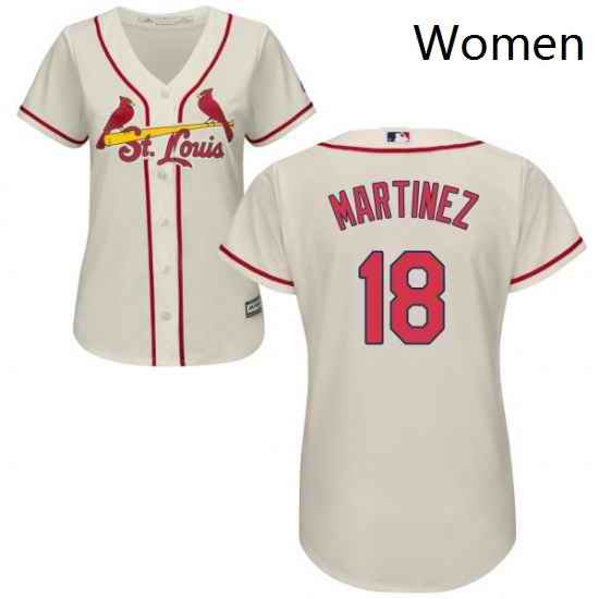 Womens Majestic St Louis Cardinals 18 Carlos Martinez Replica Cream Alternate Cool Base MLB Jersey